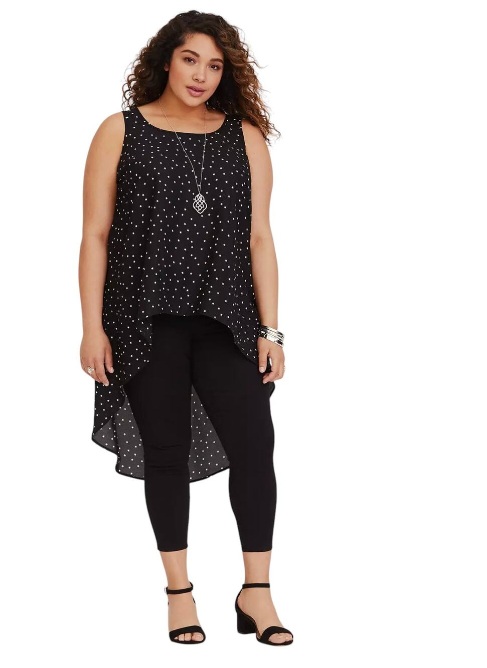 Torrid Black Star Hi-Lo Georgette Tank Top